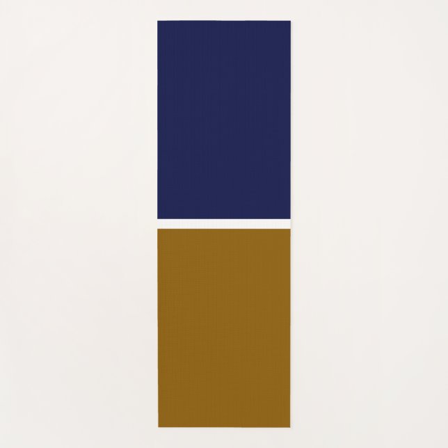 Golden Brown Navy Blauer Farbblock Yogamatte (Vorderseite)