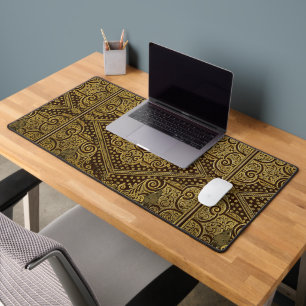 Golden Brown Ornamental Desk Mat mit Monogramm Schreibtischunterlage