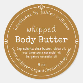 Golden Brown Schrift Handgemachte Körperbutter Eti Runder Aufkleber