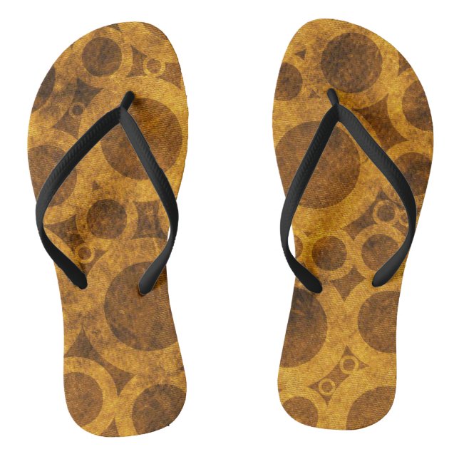 Golden Brown Steampunk Abstrakte Muster Flip Flops (Fußbett)