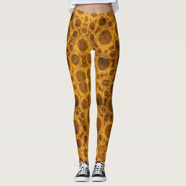 Golden Brown Steampunk Motif Leggings (Devant)