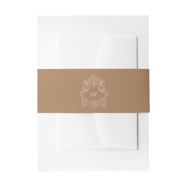 Golden Brown Wappen Monogram Wedding Einladungsbanderole (Vorderseite Beispiel)