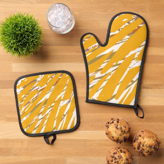 Golden Brush Ofenhandschuh & Topflappen-Set (Oben Unten)