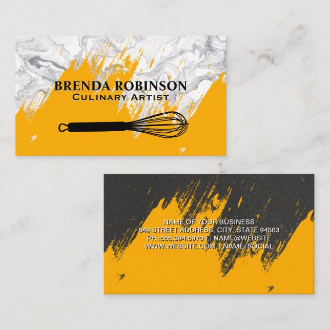 Golden Brushed | Whisk Business Card aus weißem Ma Visitenkarte (Vorne/Hinten)