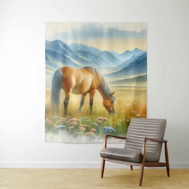 Golden Buckskin Wildes Pferd Wandteppich (Beispiel)