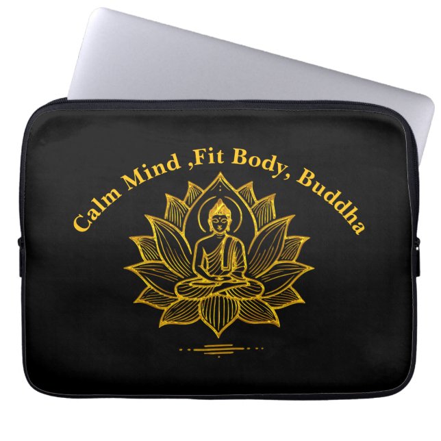 Golden Buddha Amidst Blooming Lotus Blume Laptopschutzhülle (Vorderseite)
