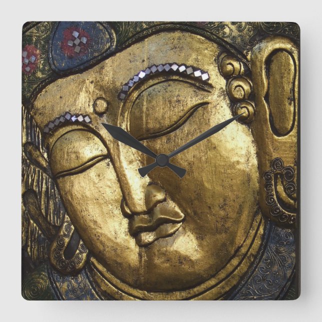 Golden Buddha Blessing Inspirational Love Quadratische Wanduhr (Vorderseite)