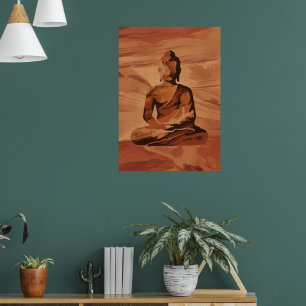 Golden Buddha Meditation Kunstposter Spirituelle Poster