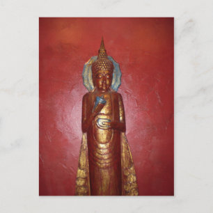 GOLDEN BUDDHA ON RED WALL POSTKARTE