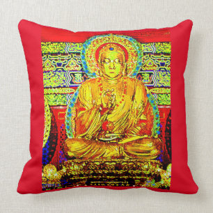 GOLDEN BUDDHA PILLOW RED TRIM KISSEN