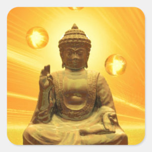 Golden Buddha Quadratischer Aufkleber