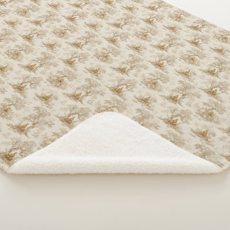 Golden Buddha Toile de Jouy Classic Pattern Sherpadecke