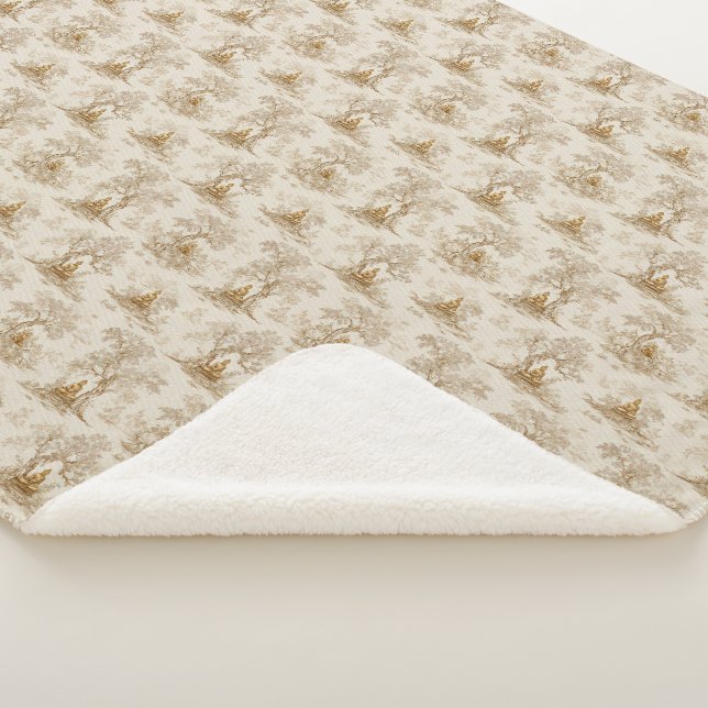 Golden Buddha Toile de Jouy Classic Pattern Sherpadecke (3/4)