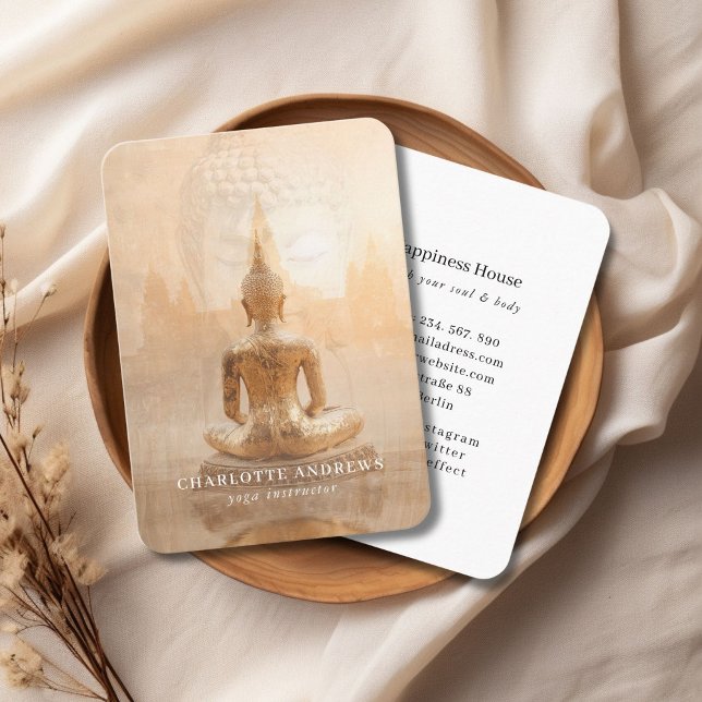 Golden Buddha – Yoga Reiki Meditation  Visitenkarte (Golden Buddha – Yoga Reiki Wellness Business Card)