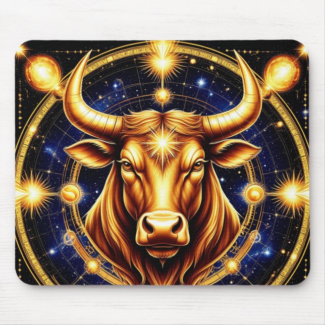 Golden Bull mit kosmischem Zodiaksymbol Mousepad (Vorne)