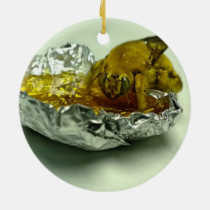 Golden Bumble Bee Eating Honey Keramik Ornament