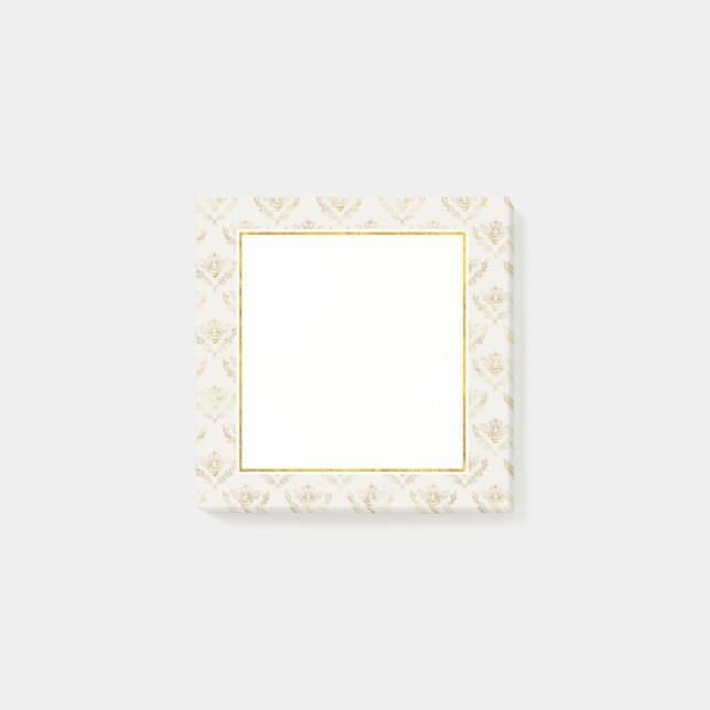 Golden Bumble Bee mit einem Kronmuster Post-it Klebezettel (Vorderseite)