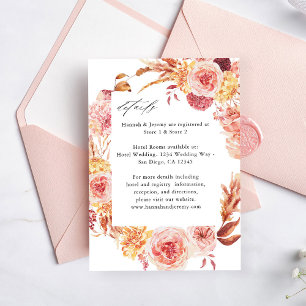 Golden Burgund & Blush Rosa Blütenfarbenumrandung Begleitkarte