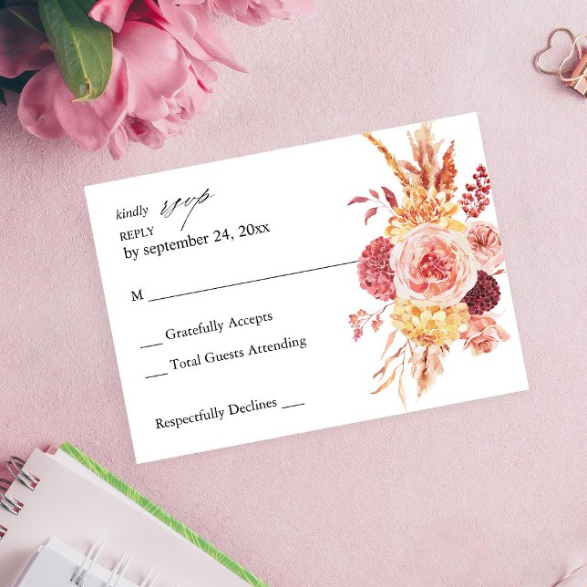 Golden Burgund Rosa Rosa UAWG RSVP Karte (Von Creator hochgeladen)