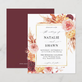 Golden Burgundy Blush Pink Floral Wedding B