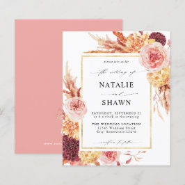 Golden Burgundy Blush Pink Floral Wedding P