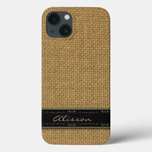 Golden Burlap iPhone 6 Coque Monogramme personnali