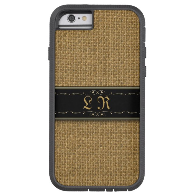 Golden Burlap iPhone 6 Custom Monogram Case (Rückseite)