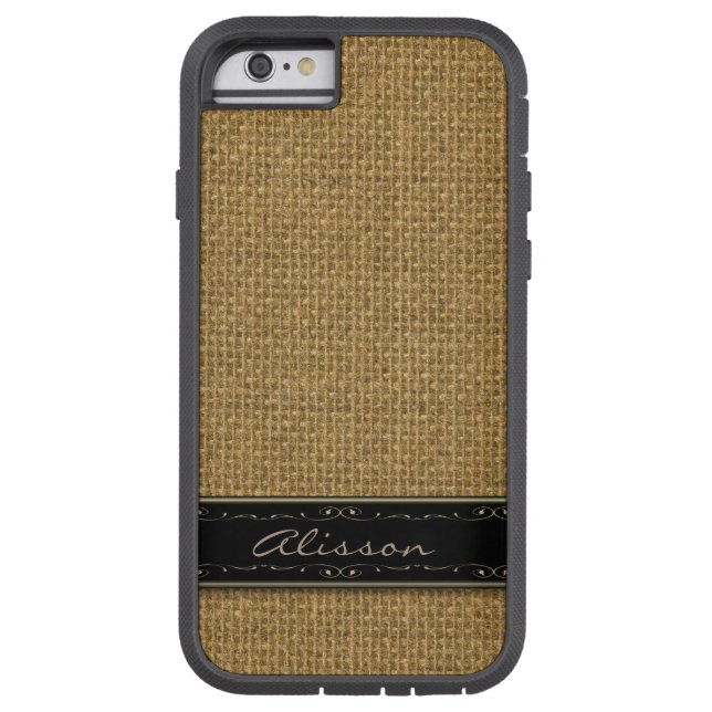 Golden Burlap iPhone 6 Custom Monogram Case (Rückseite)