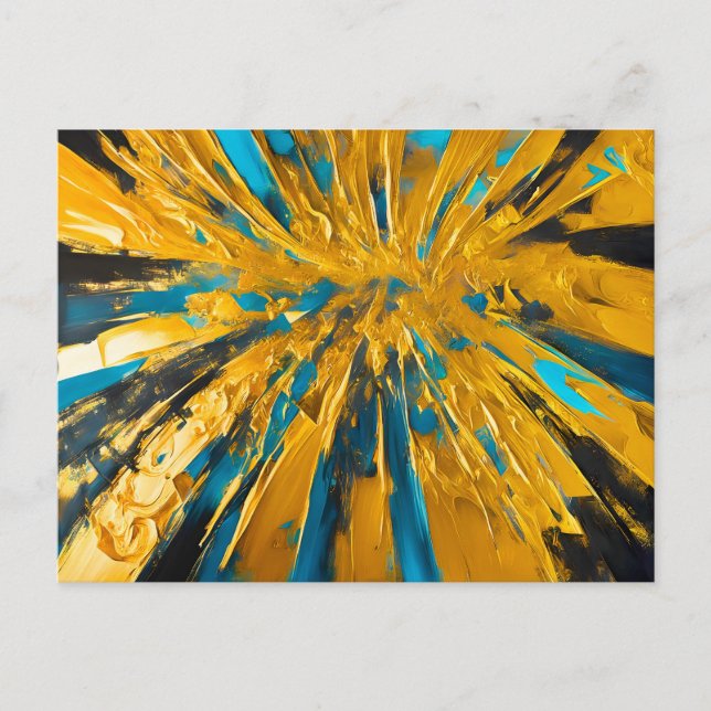 Golden Burst Abstrakte Explosion Postkarte (Vorderseite)