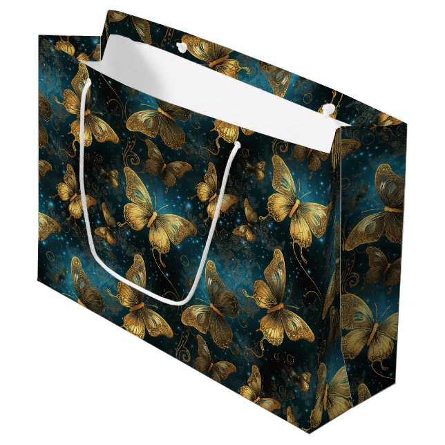 Golden Butterfisch Große Geschenktasche Große Geschenktüte (Vorderseite Schrägansicht)