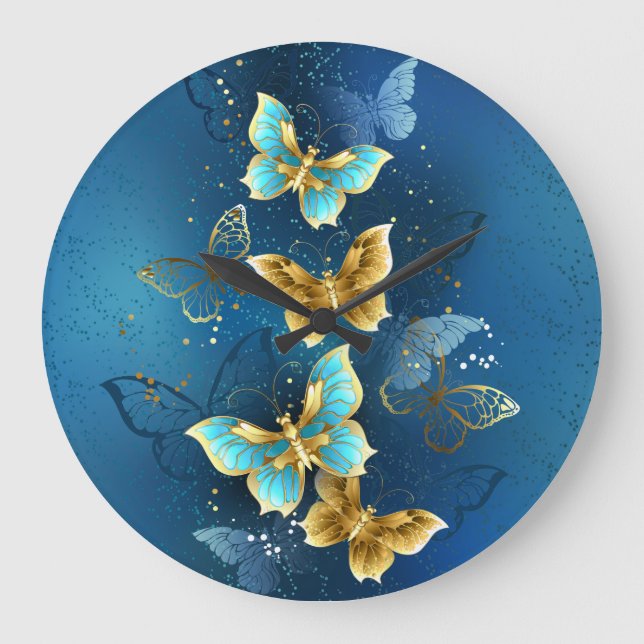 Golden butterflies große wanduhr (Vorderseite)