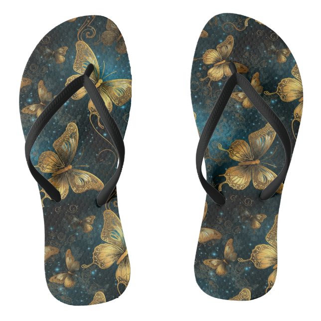 Golden Butterflies Pair von Flip Flops (Fußbett)