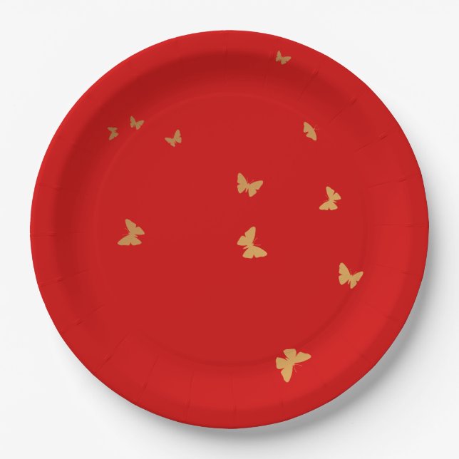 GOLDEN BUTTERFLIES WEDING PAPPTELLER (Vorderseite)