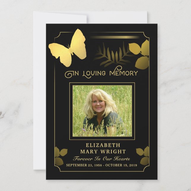 Golden Butterfly Danke Foto Sympathy Card (Vorderseite)