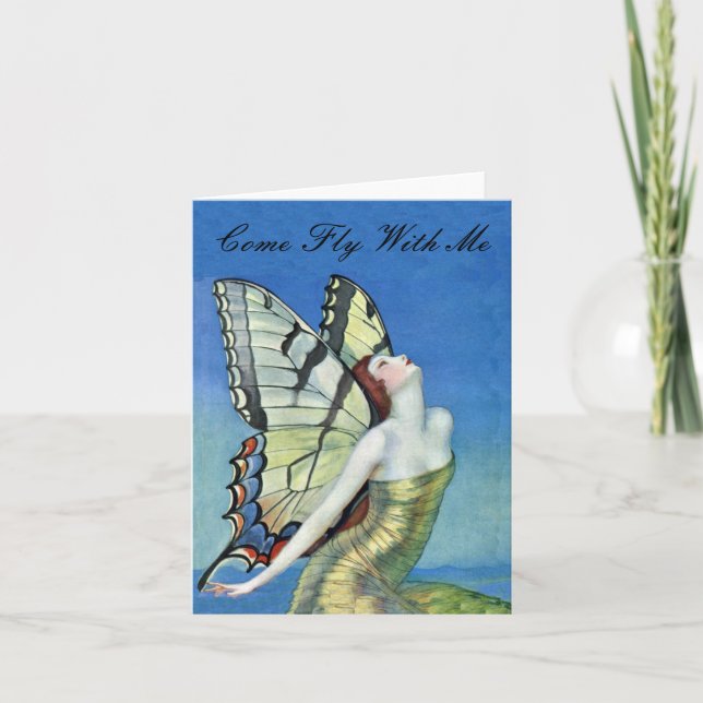 Golden Butterfly Fairy Note Card Karte (Vorderseite)