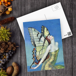 Golden Butterfly Fairy Postcard Postkarte