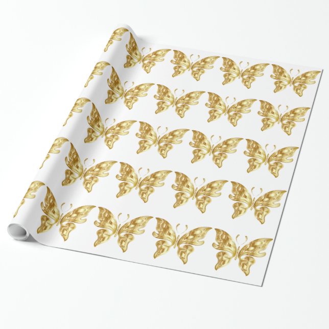 GOLDEN BUTTERFLY GESCHENKPAPIER (Ungerollt)