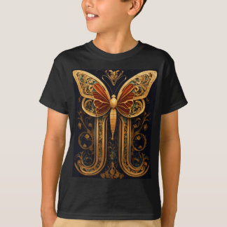Golden Butterfly Printer T - Shirt - Elegant und V