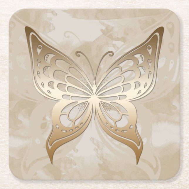 Golden Butterfly Rechteckiger Pappuntersetzer (Vorderseite)