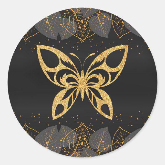 Golden Butterfly Runder Aufkleber (Vorderseite)