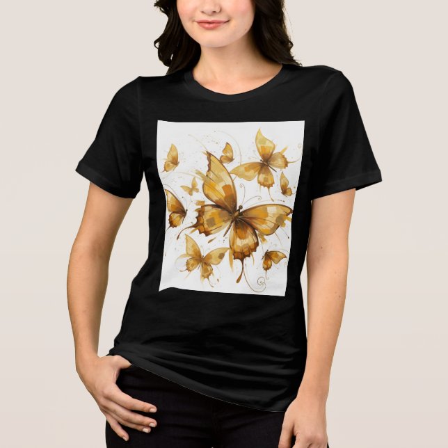 Golden Butterfly, Soft shadows of fall Tri-Blend Shirt (Vorderseite)