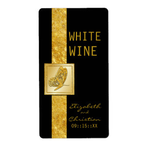 Golden Butterfly Wedding Wine Labels