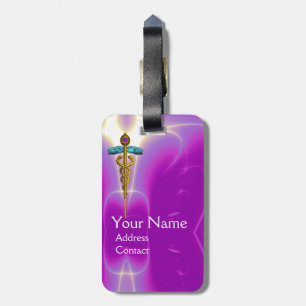 GOLDEN CADUCEUS SYMBOL MONOGRAM Pink Fuchsia Gepäckanhänger