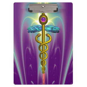 GOLDEN CADUCEUS SYMBOL MONOGRAMM Lila grün Klemmbrett