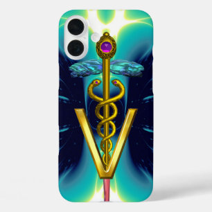 GOLDEN CADUCEUS VETERINÄRSYMBOL / Aquamarin blau title_seo2