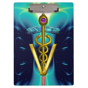 GOLDEN CADUCEUS VETERINÄRSYMBOL /Türkisblau Klemmbrett