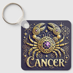 Golden Cancer Zodiac Symbol auf dunklem Hintergrun Schlüsselanhänger