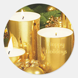 Golden Candles Weihnachtsaufkleber Runder Aufkleber