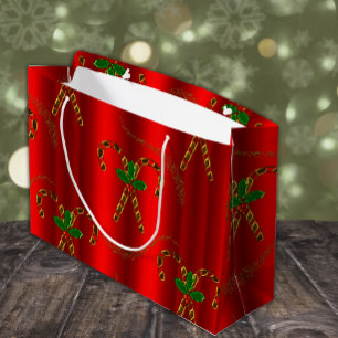 Golden Candy Canes Red Christmas Große Geschenktüte