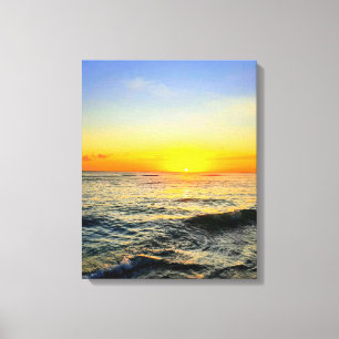 Golden Caribbean Sonnenuntergang Leinwand Wine tas
